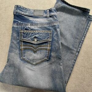 GS-115 Mens Medium Wash Denim Jeans Size 50x31 Relaxed Fit Urban Streetwear